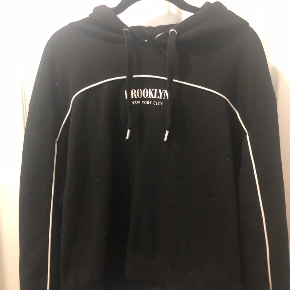 H&M Black Cropped “Brooklyn” Hoodie